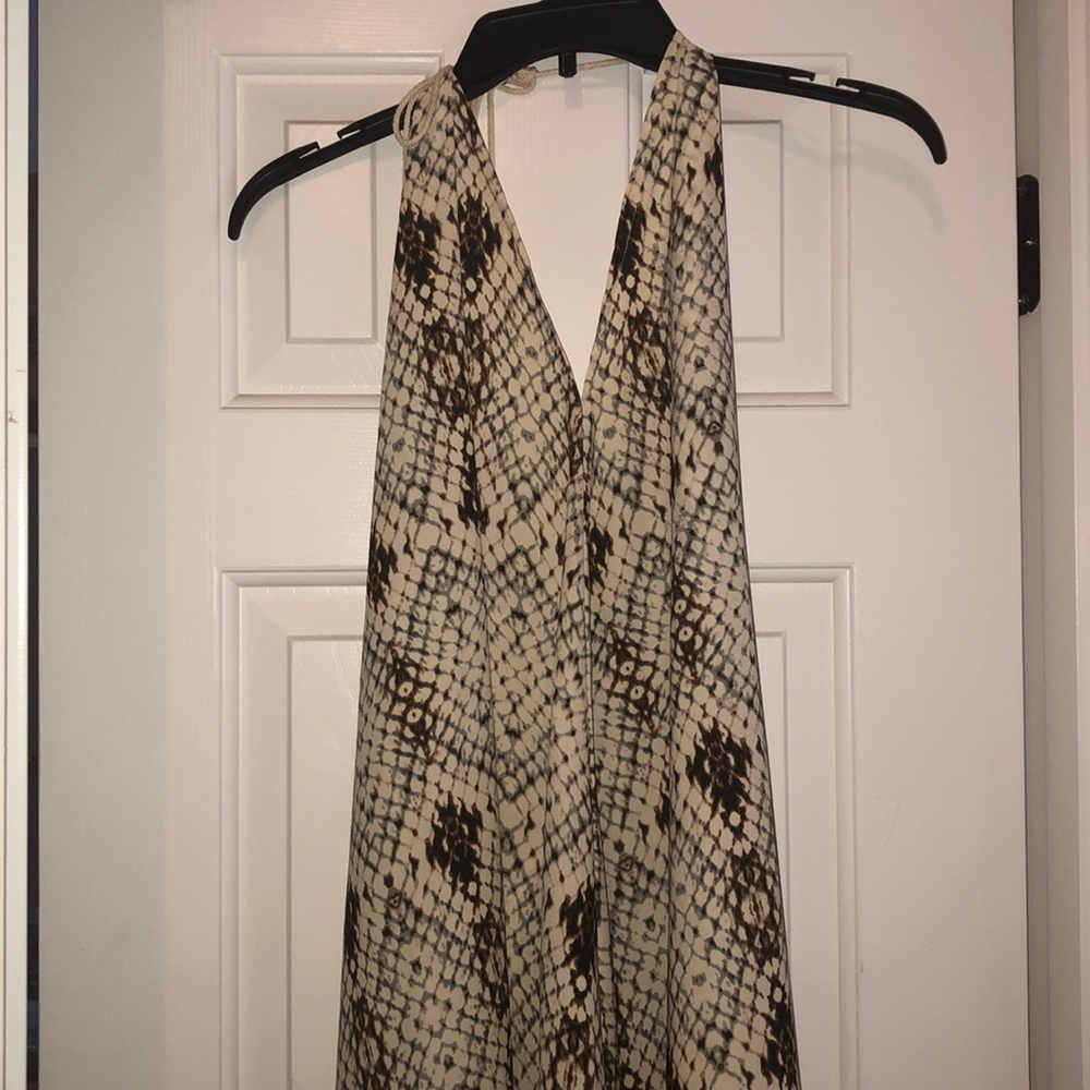 Sexy snake skin print tie halter dress